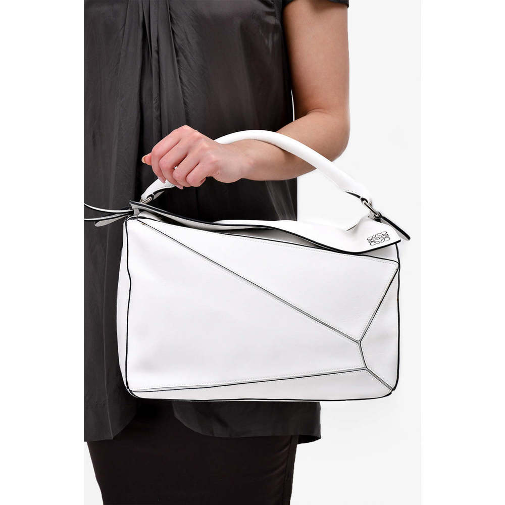 Loewe 2015 White Calfskin Large Puzzle Bag